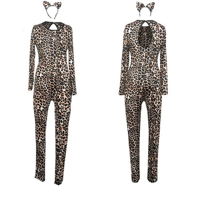 Disfraz de Halloween con estampado de leopardo para cosplay, disfraz de discoteca