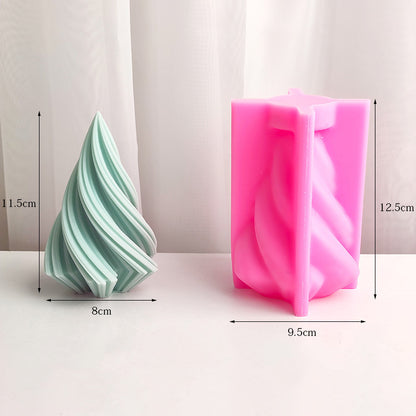 Molde de vela de cono giratorio grande DIY, molde de resina para hacer jabón de aromaterapia con rayas geométricas y árbol de Navidad, regalo para decoración del hogar