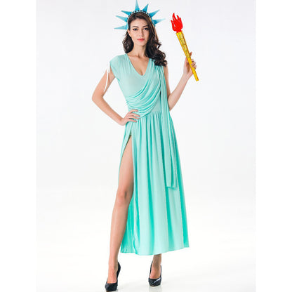 Greek Goddess Split Cosplay Halloween Stage Costume