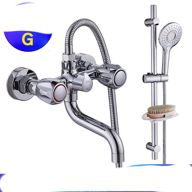 Bathroom Concealed Triple Shower Mixer Valve Copper Double Control Bathtub Faucet