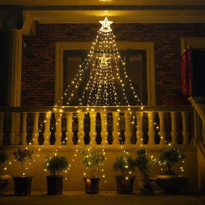 Lumière LED cascade étoile à cinq branches pour décorer la cour extérieure