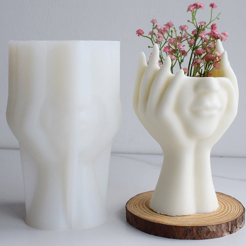 Moule en Silicone pour Vase de visage en plâtre et ciment succulent, DIY