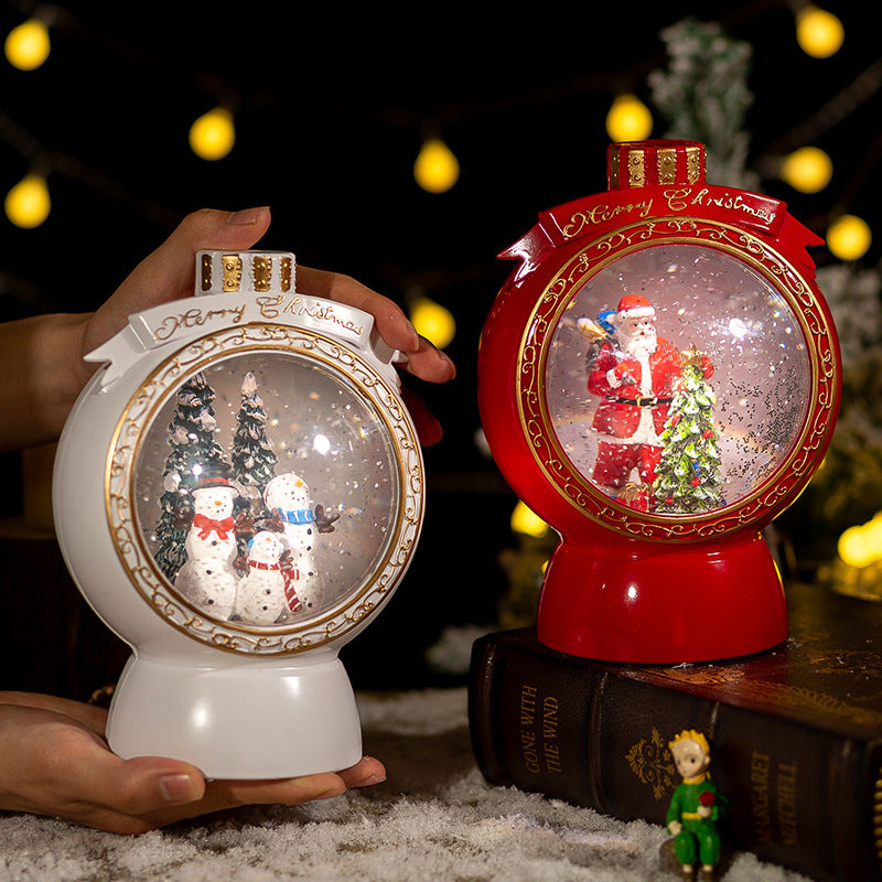 Caja de música automática con forma de copo de nieve y adornos navideños