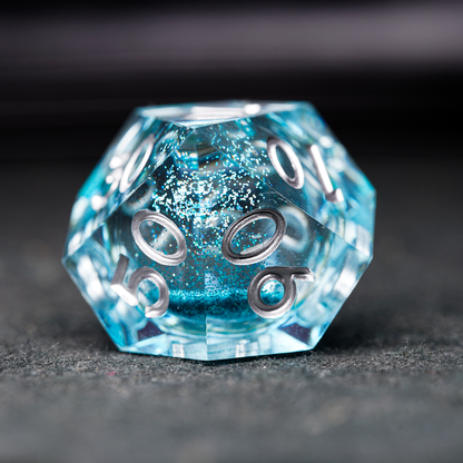 HD Starry Sky Flowing Sand Blue Resin Dice