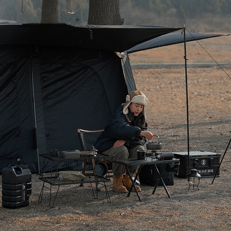 Mesa de acero pequeña portátil plegable para acampar al aire libre