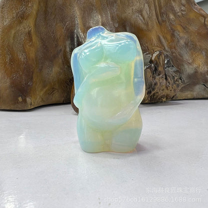 Natural Raw Gemstone Carved Pregnant Female Model Decoration Crystal Crafts Home Decoration