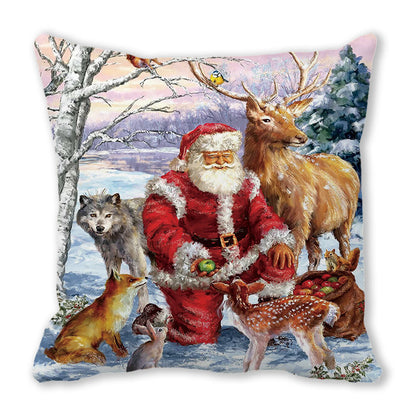 Merry Christmas Christmas Encryption Peach Skin Fabric Home Decoration Sofa Cushion Pillow ZT428