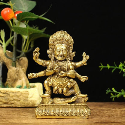 Pure Copper Six-arm Mahakala Buddha Statue Nepalese Tantra Ornament