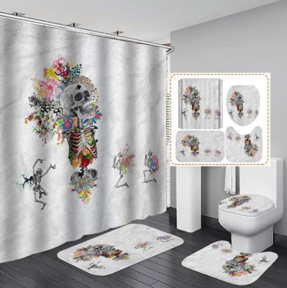 Polyester Printed Thickened Waterproof Halloween Shower Curtain