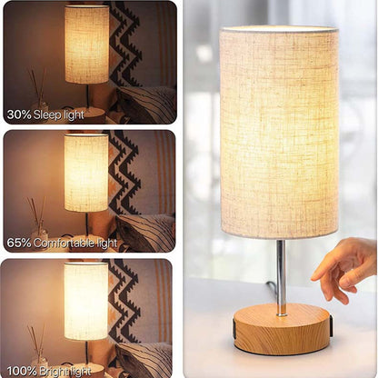 Living Room Study Touch Three-speed Dimming Wood Grain Table Lamp