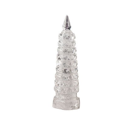 Natural White Crystal Man Cheong Pagoda Table Ornament