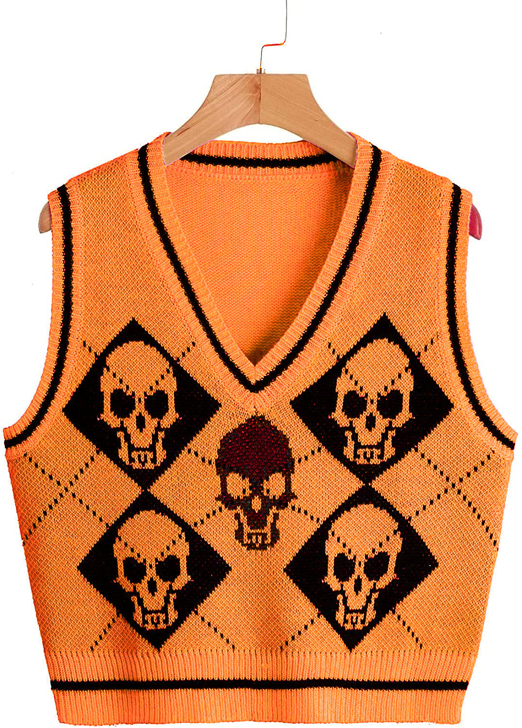 V-neck Knit Halloween Sweater For Women's Vest Jacket