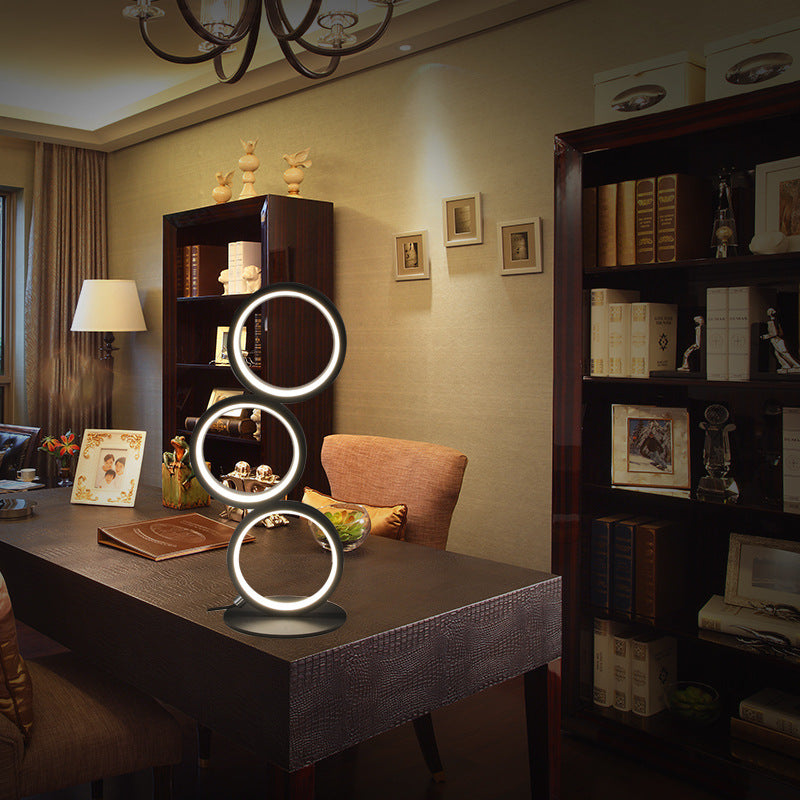 Circle Personality Three-tone Light LED Eye Protection Table Lamp