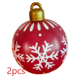 Boule de décoration de Noël en PVC pour l'extérieur 60 cm, boule gonflable décorée en PVC, grosses boules géantes pour décorations d'arbre de Noël, boule de jouet