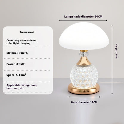 Lampe de table de luxe légère en forme de champignon pour chambre à coucher