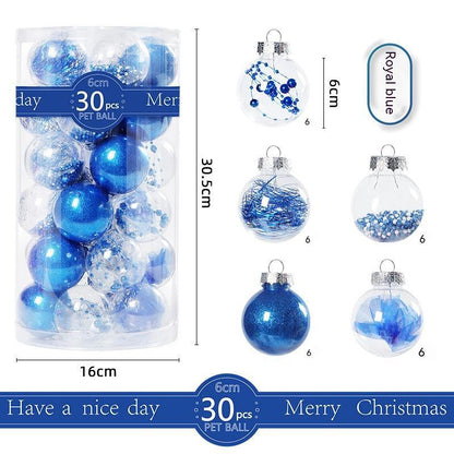 30 Pack Christmas Transparent Plastic Ball Tree Decorations