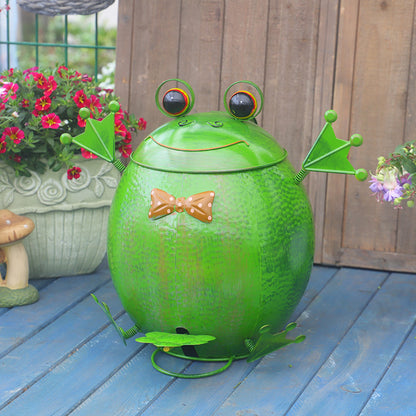 Wrought Iron Frog Owl Trash Can