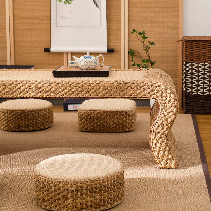 Table basse simple en rotin tatami, table de sol de style japonais