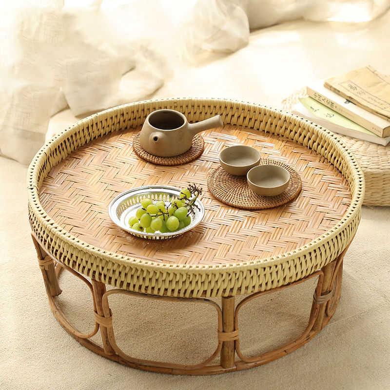 Japanese Handmade Bamboo Rattan Small Coffee Table For Household Use