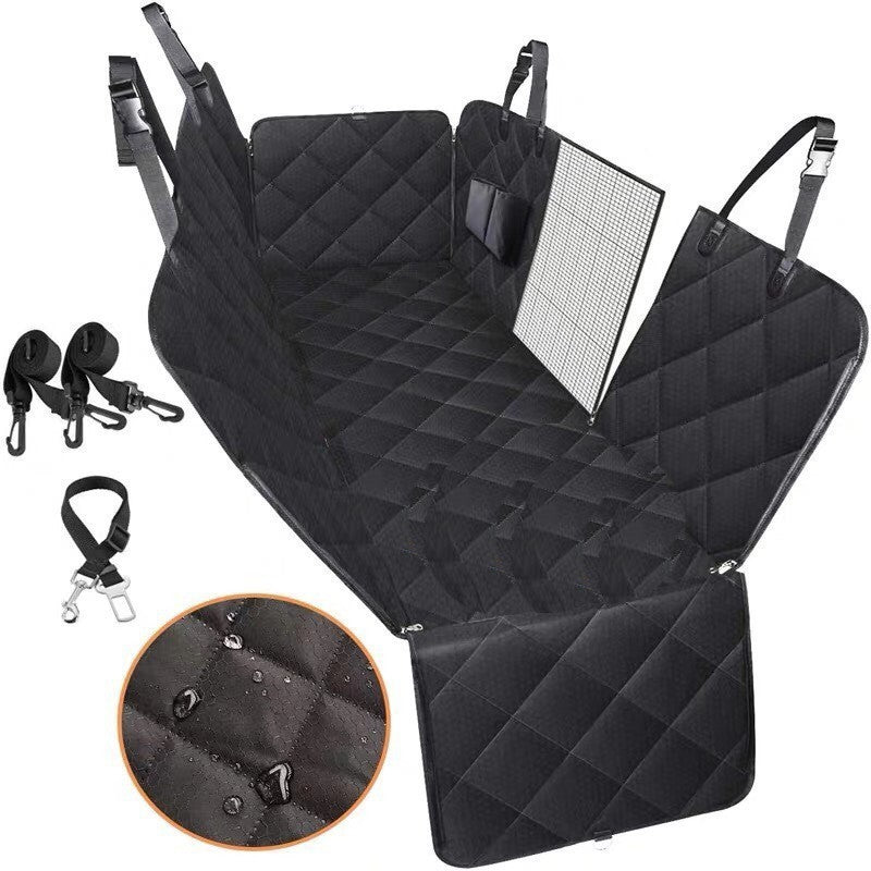 Protector para asiento de coche para perros, hamaca transportadora de mascotas de malla, Protector de seguridad, alfombrilla para asiento trasero de coche con cremallera y bolsillo para viaje