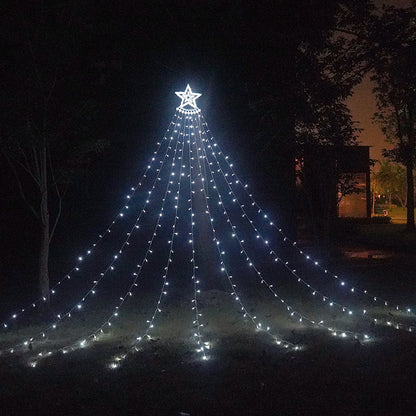 Luces LED en forma de cascada con forma de pentagrama y agua corriente para Navidad