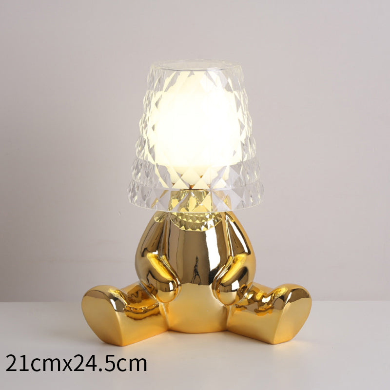 Mini luz nocturna galvanizada para hombre dorado, creativa y encantadora, para habitación de niños