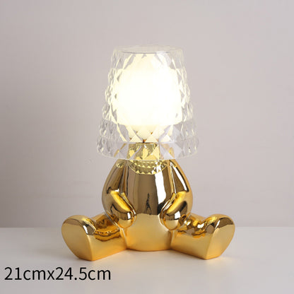 Creative And Lovely Children's Room Mini Electroplated Small Golden Man Night Light