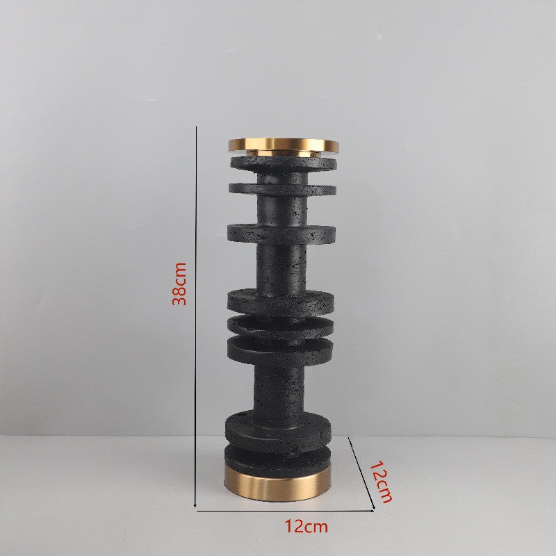 Creative Resin Cave Stone Metal Bamboo Candlestick Ornaments