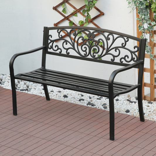 Outdoor Park Bench Double Seat Leisure Simple Iron Backrest