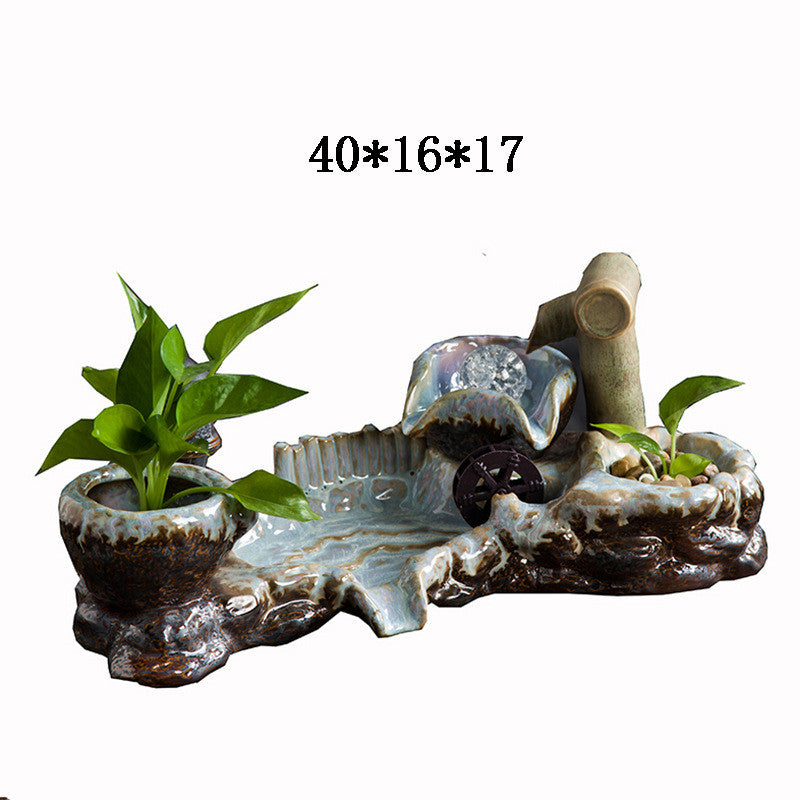 Ceramic Flowing Water Fountain Circulating Water Ornament To Attract Wealth