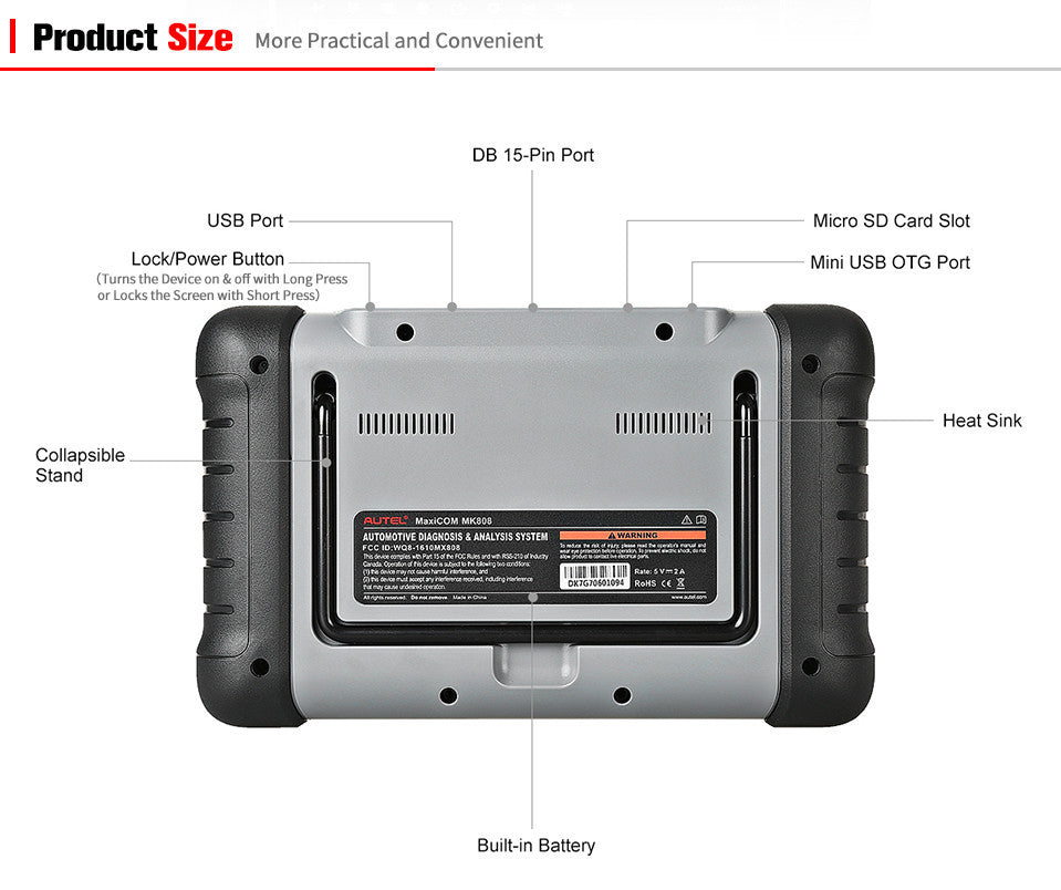 Autel MaxiCOM MK808 MX808 OBD2Herramienta de escáner de diagnóstico