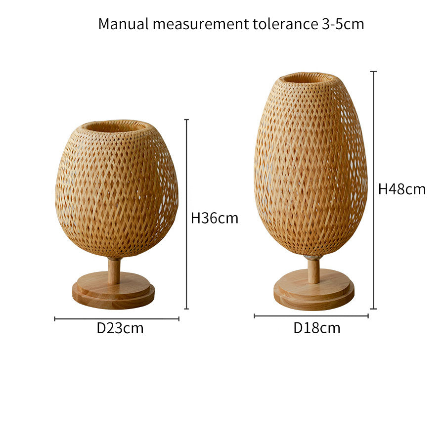 Bamboo Woven Table Lamp Japanese Style Zen Bedroom Living Room