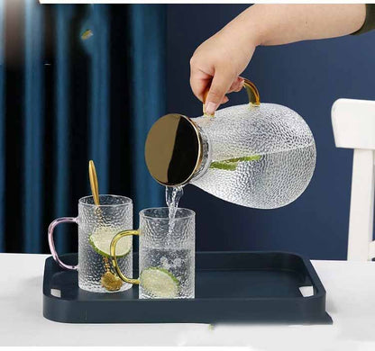 Ensemble de bouteilles d'eau froide en verre martelé Snow Spot