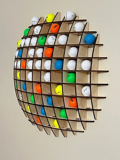 Wall-mounted 78-ball Wooden Golf Display Stand