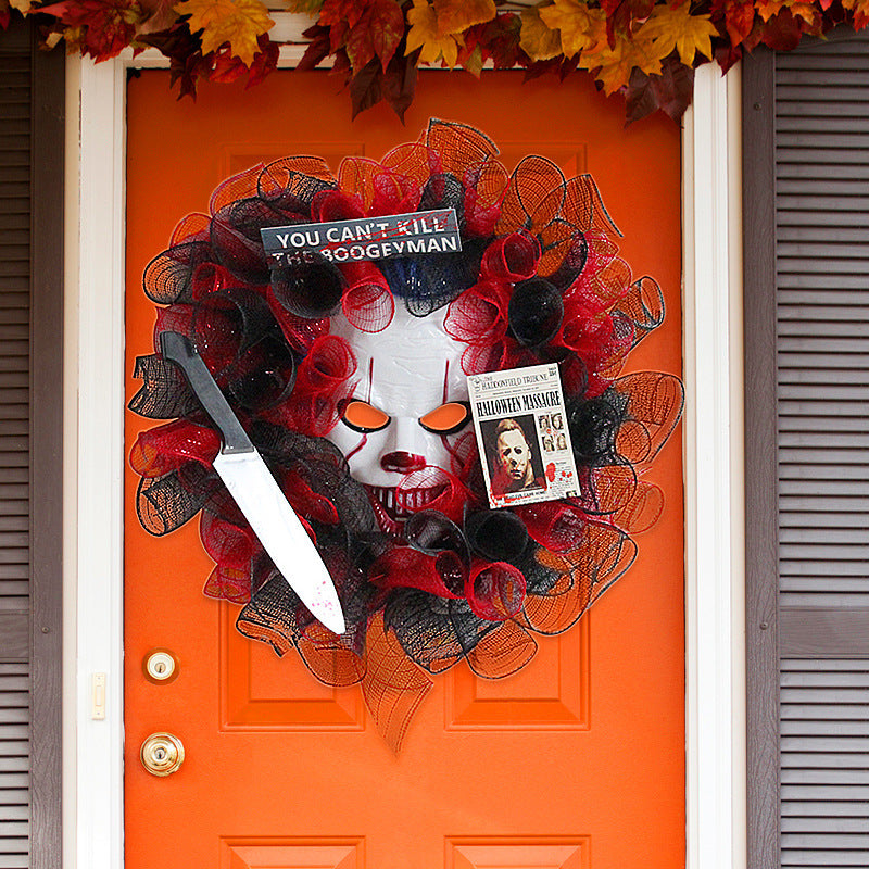 Masque d'Halloween, décoration suspendue à la porte, guirlande créative, ornements