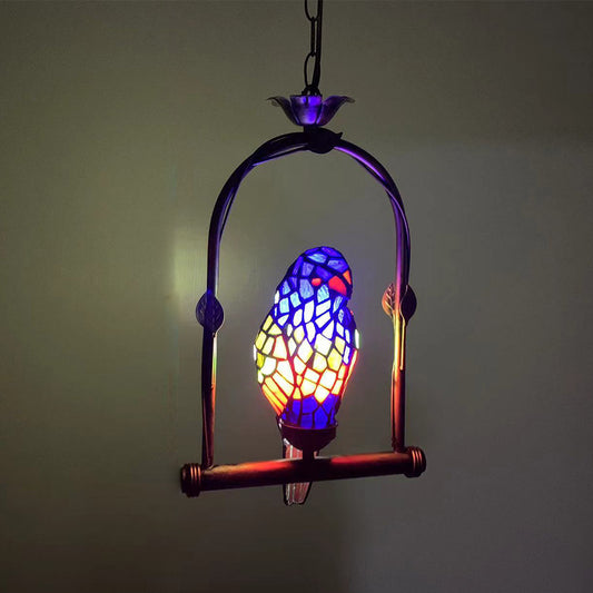 Colored Parrot European Style Pastoral Vintage Pendant Light