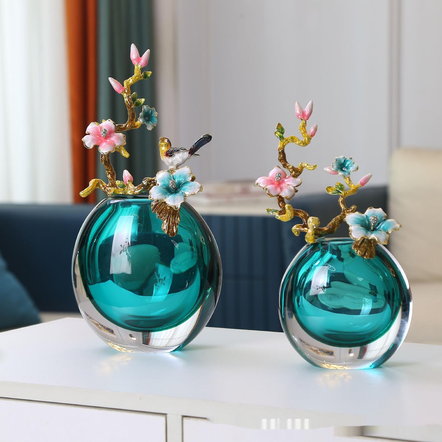 Enamel Color Small Ornaments Neo Chinese Style Vase Home Ornament Opening And Housewarming Gift Glass Vase