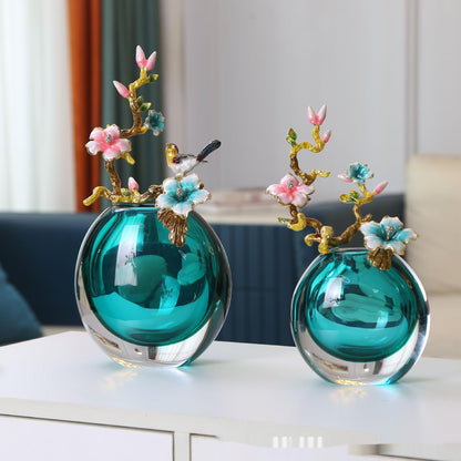 Enamel Color Small Ornaments Neo Chinese Style Vase Home Ornament Opening And Housewarming Gift Glass Vase