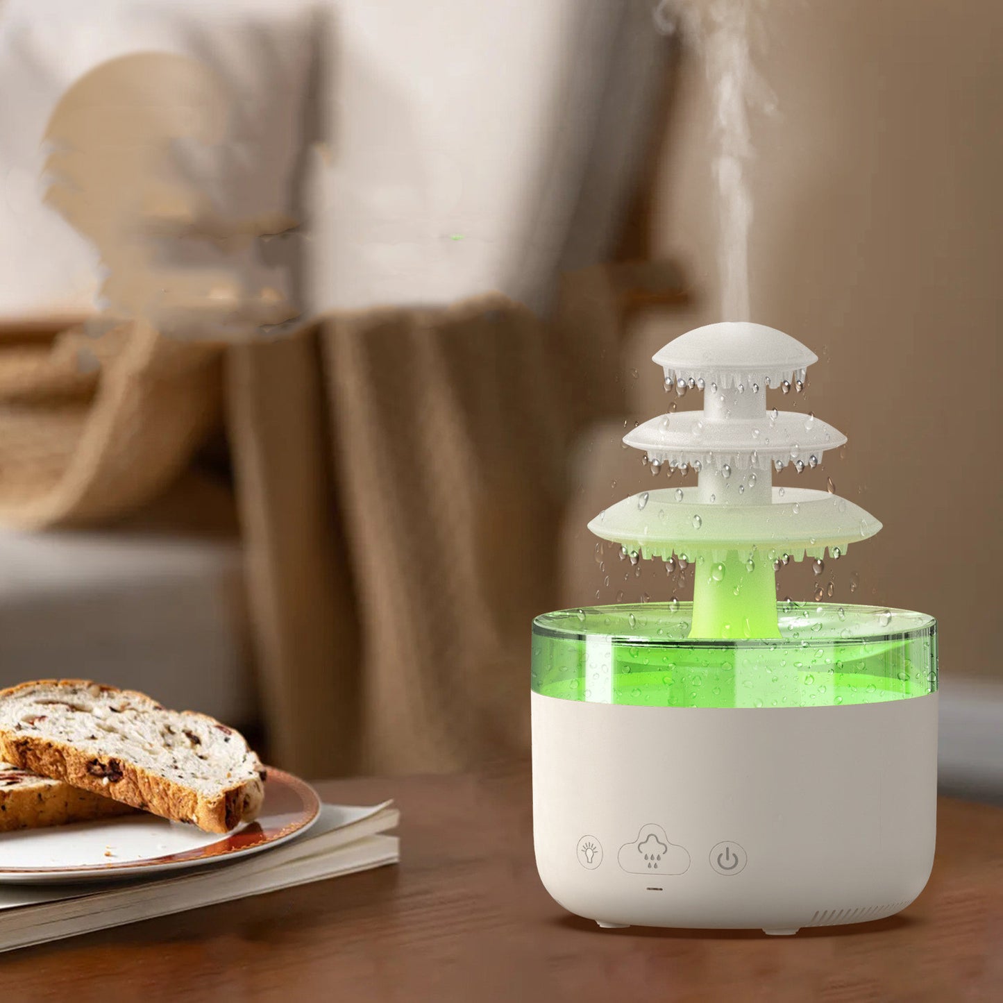 Nuevo Humidificador de aire de lluvia en la nube, difusor de aromaterapia de aceite esencial, humidificador de aire de niebla silencioso USB con luz colorida