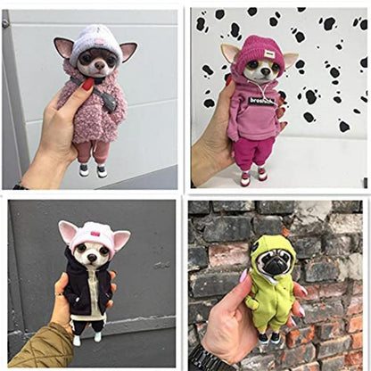 Lindos animales de moda Mogwai Muñecas hechas a mano Chihuahua SharPei Perro Estado Decoración del hogar Figurillas Accesorios Decoraciones navideñas