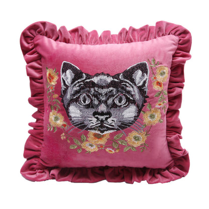 Home Velvet Embroidery Pillow Cover