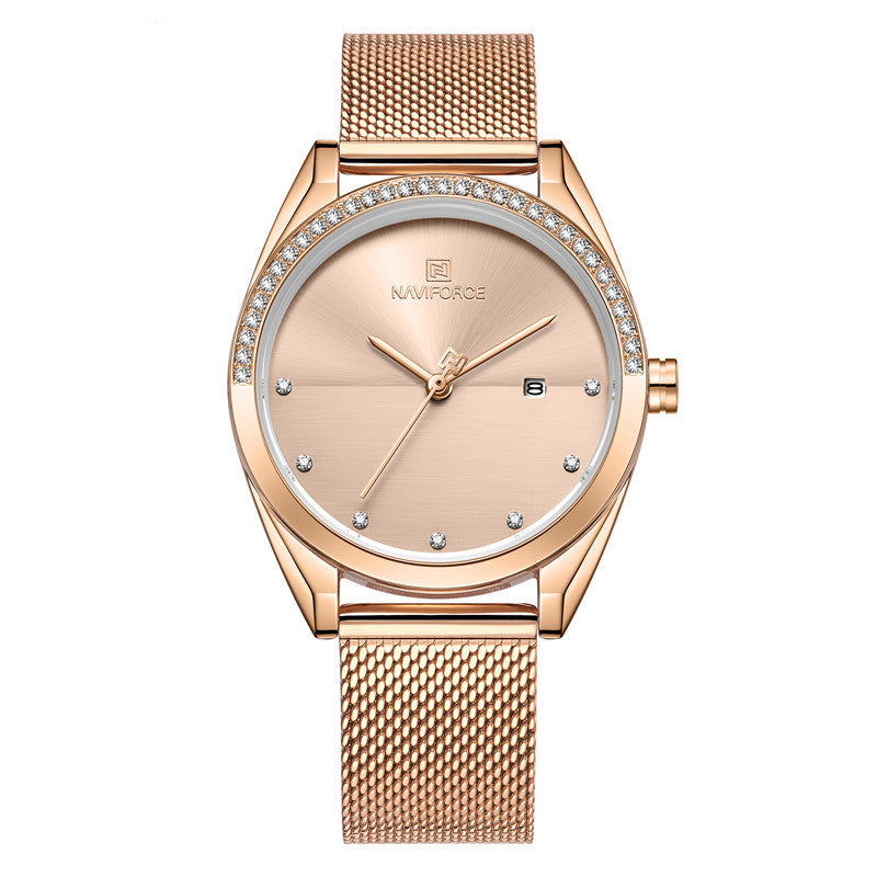 Montre à quartz étanche pour femme avec calendrier