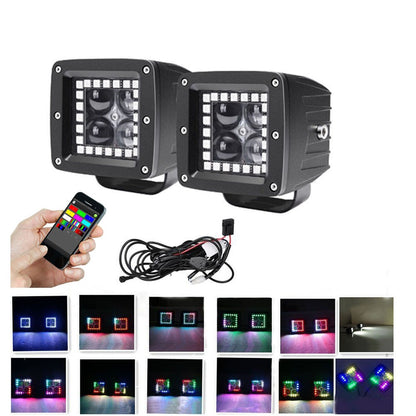 Lámpara antiniebla Magic Run, lámpara de trabajo RGB, Control remoto inalámbrico, Control Bluetooth