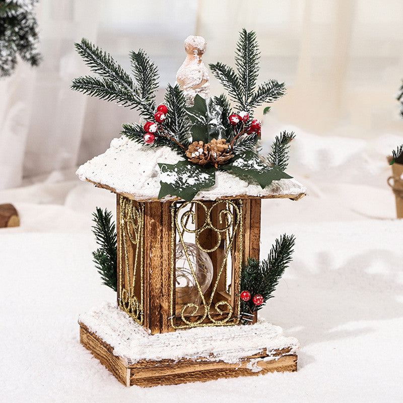 Christmas Decorations Wooden Luminous House Scene Layout