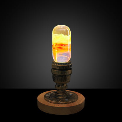 EP LIGHT FLAME LED Bulb Table Lamp, Vintage Style Wooden Table Lamp For Livingroom Bedroom