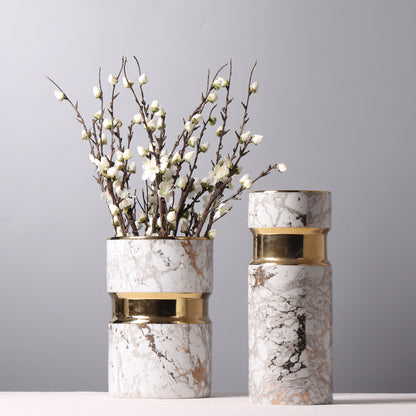 New Chinese Creative Texture Ceramic Light Luxury Vertical Cylinder Wide Diameter Decoration