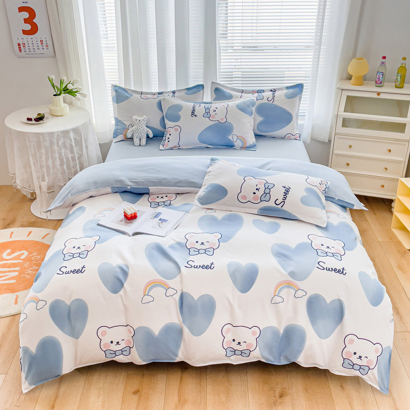 Cotton Thickened Four-piece Dormitory Bed Sheet And Quilt Cover