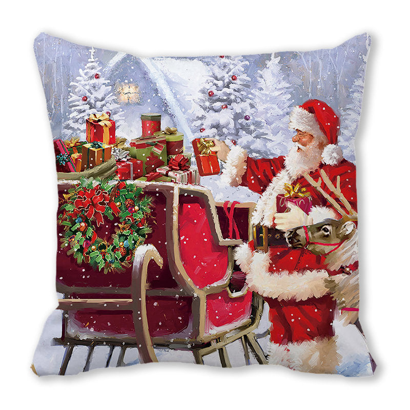 Merry Christmas Christmas Encryption Peach Skin Fabric Home Decoration Sofa Cushion Pillow ZT428