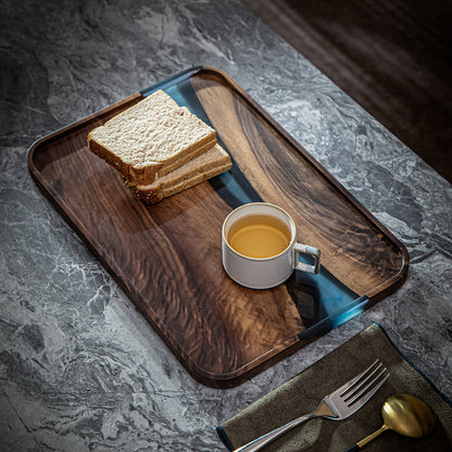 Black Walnut Resin Rectangular Household Fruit Solid Wood Small Tea Table Tray