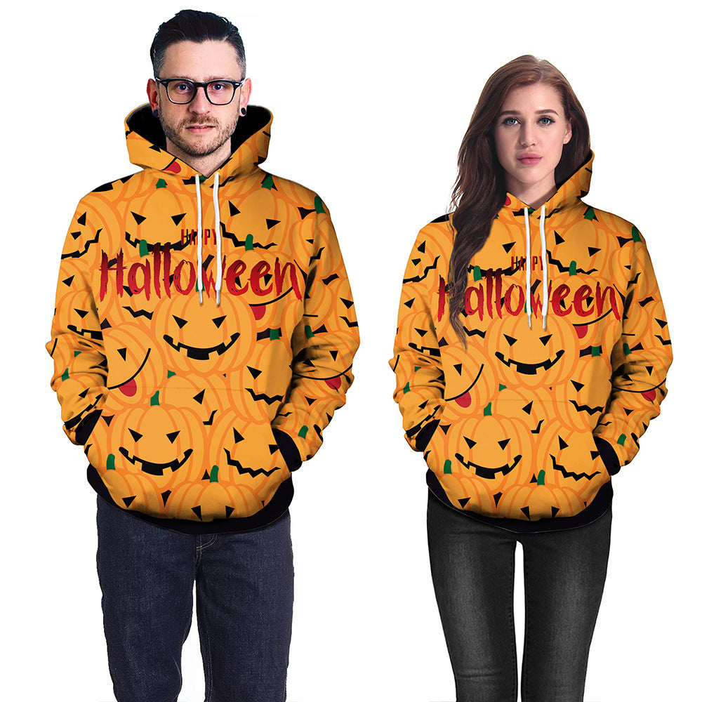 Women's Halloween Couple Loose Hooded Sweater